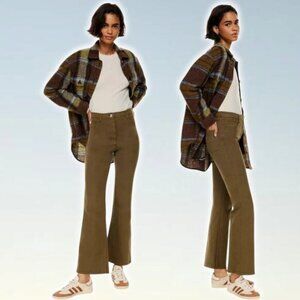 WILFRED FREE Aritzia Twostep Pant High Rise Flared Pant Sz 2 GD Rustical Brown